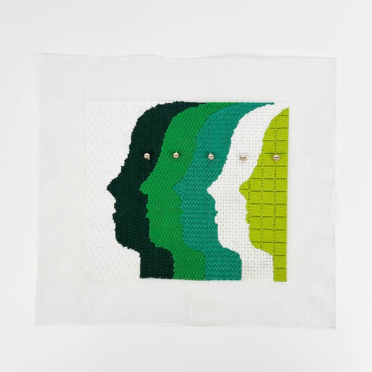 Jonathan Adler x Michaels Green & White Atlas Faces Needlepoint Kit